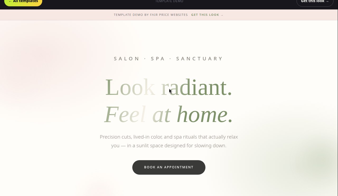 Lumière template — light, airy salon and spa homepage