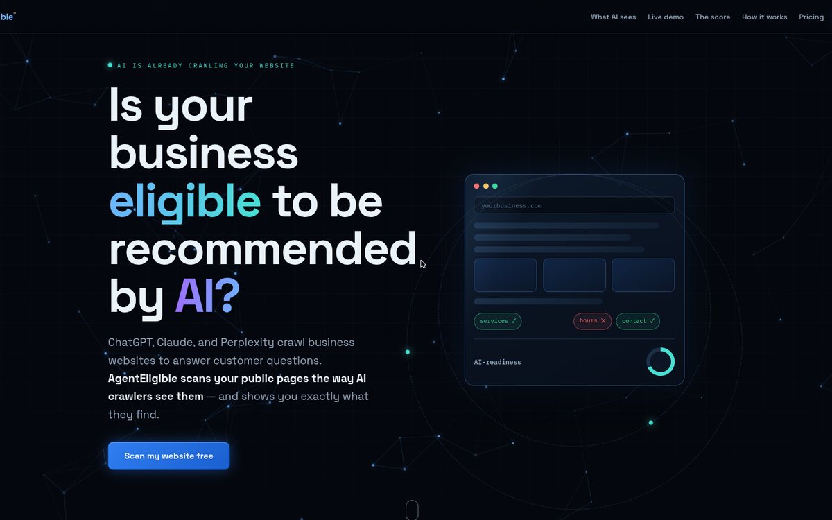AgentEligible homepage screenshot