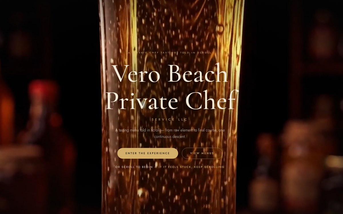 Vero Beach Private Chef homepage screenshot